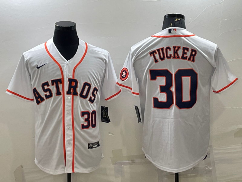 Men's Houston Astros #30 Kyle Tucker White With Patch Cool Base Stitched Jersey Men's Houston Astros #30 Kyle Tucker White With Patch Cool Base Stitched Jersey